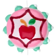 Perle ronde aplatie 20 mm en verre - motif pomme - Rose - Vert d'eau - Rouge x1