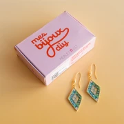 Mes bijoux DIY - Kit boucles d'oreilles Miyuki en brick stitch - Version Vert