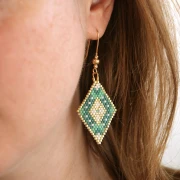 Mes bijoux DIY - Kit boucles d'oreilles Miyuki en brick stitch - Version Vert