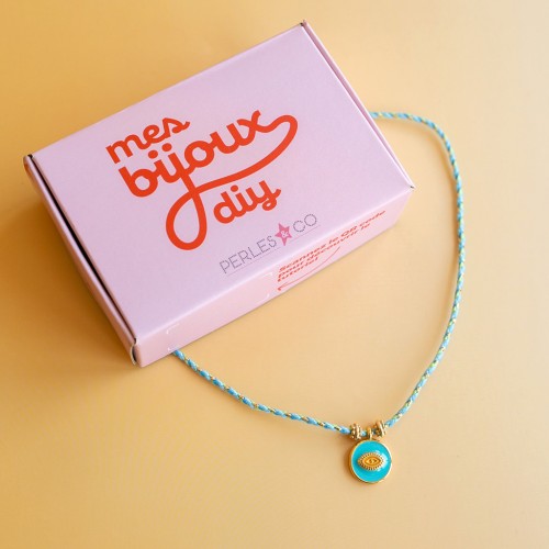 Mes bijoux DIY - Kit collier avec pendentif en résine époxy - Version Bleu