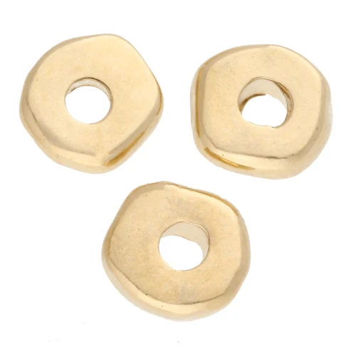Perles rondelles irrégulières 5x1.8 mm - Doré à l'or fin x10