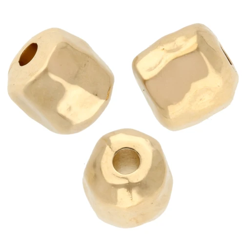 Perles tubes martelées irrégulières 5.5x5 mm - Doré à l'or fin x5