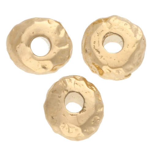 Perles rondelles irrégulières texturées 5 mm - Doré à l'or fin x10