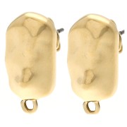 Clous d'oreilles rectangle irrégulier martelé 20.5x11 mm - Doré à l'or fin x2