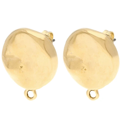 Clous d'oreilles rond irrégulier martelé 17.5 mm - Doré à l'or fin x2