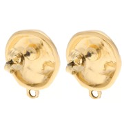 Clous d'oreilles rond irrégulier martelé 17.5 mm - Doré à l'or fin x2