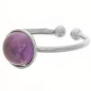 Bague réglable serti pour cabochons à fond plat 8 mm - Argenté x1