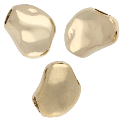 Perles irrégulières 6x5 mm effet froissé - Doré à l'or fin x10