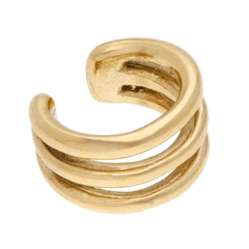 Ear cuff - Bague d'oreille large triple anneaux 12 mm - Acier inoxydable 304 Doré
