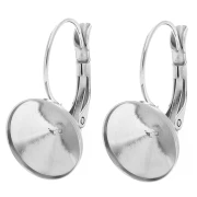 Boucles d'oreilles dormeuses pour cabochon Rivoli 1122 10 mm - Acier inox 303L x2
