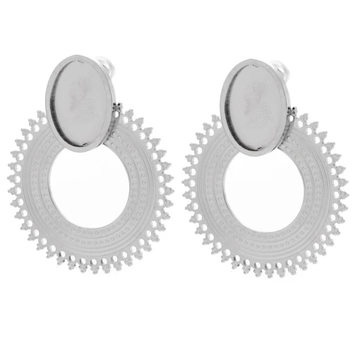 Clous d'oreilles chandelier 30 mm pour cabochon 14x10 mm - Acier inoxydable 316L x2