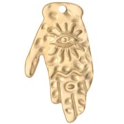 Pendentif main martelé 43x25 mm - motif oeil - Acier inoxydable 304 Doré x1
