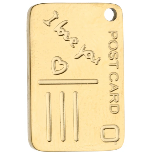 Breloque carte postale 18x12 mm - Acier inoxydable 304 Doré x1