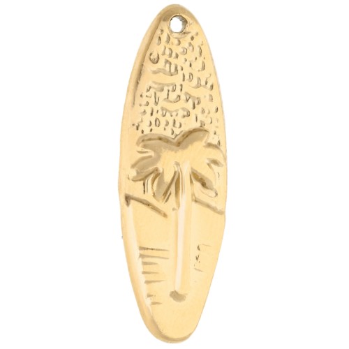 Pendentif planche de surf 31x10 mm - motif sunset - Acier inoxydable 304 Doré x1