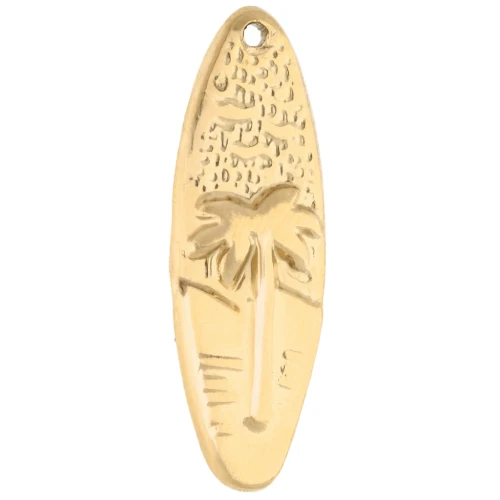 Pendentif planche de surf 31x10 mm - motif sunset - Acier inoxydable 304 Doré x1