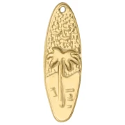 Pendentif planche de surf 31x10 mm - motif sunset - Acier inoxydable 304 Doré x1