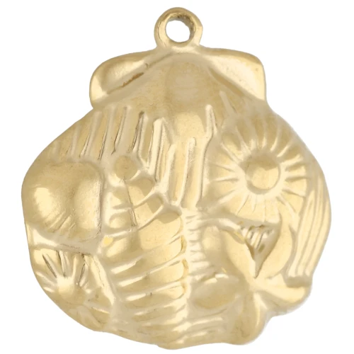 Pendentif coquillage 21x20 mm motif marin en relief - Acier inoxydable 304 Doré x1
