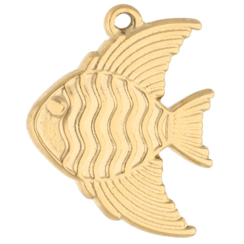 Breloque poisson 19x16 mm - Acier inoxydable 304 Doré x1