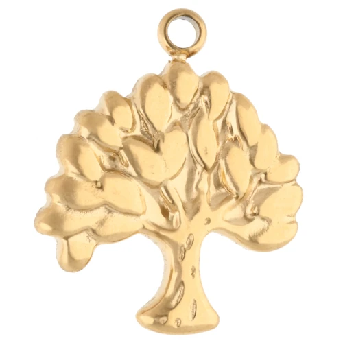 Breloque arbre de vie 16x13.5 mm - Acier inoxydable 304 Doré x1