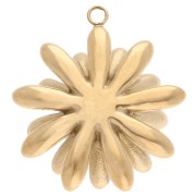 Pendentif fleur en 3D 23 mm avec résine époxy - Acier inox 304 Doré - Blanc x1