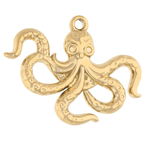 Pendentif pieuvre 21x28 mm - Acier inoxydable 304 Doré x1