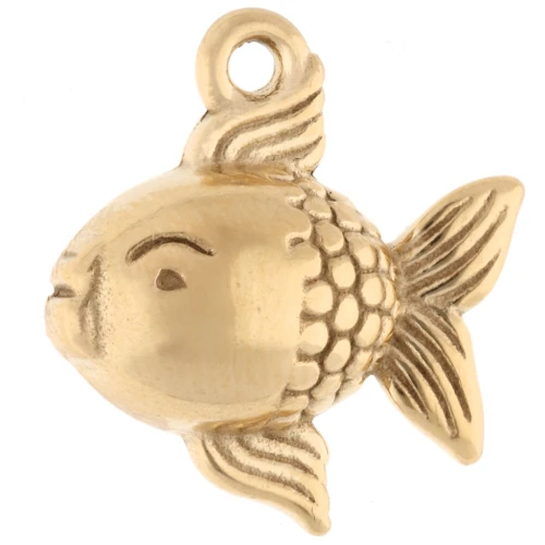 Breloque poisson 17x16 mm - Acier inoxydable 304 Doré x1