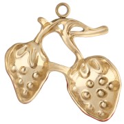 Pendentif fraises 21x23 mm avec résine époxy - Acier inoxydable 304 Doré - Rouge