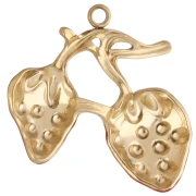 Pendentif fraises 21x23 mm avec résine époxy - Acier inoxydable 304 Doré - Rouge