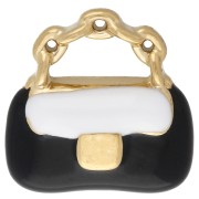 Breloque sac à main 12 mm en résine époxy - Acier inox 304 Doré - Blanc - Noir x1