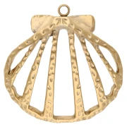 Pendentif coquillage ajouré martelé 29x28 mm - Acier inoxydable 304 Doré x1