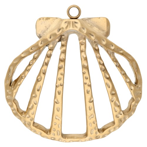 Pendentif coquillage ajouré martelé 29x28 mm - Acier inoxydable 304 Doré x1