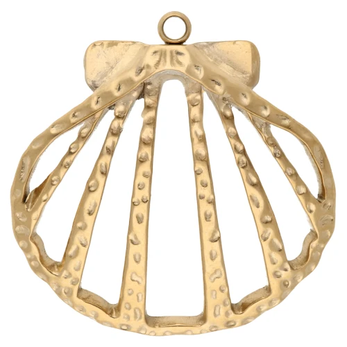 Pendentif coquillage ajouré martelé 29x28 mm - Acier inoxydable 304 Doré x1