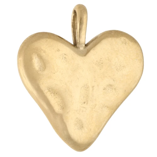Breloque coeur martelé 19.5x17.5 mm - Acier inoxydable 304 Doré x1