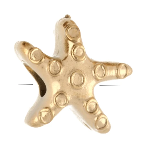 Perles étoile de mer 7x8 mm - Acier inoxydable 304 Doré x4