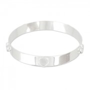 Bracelet Jonc 67 mm en laiton avec 5 sertis pour cabochons ronds 8 mm argenté x1