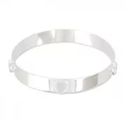 Bracelet Jonc 67 mm en laiton avec 5 sertis pour cabochons ronds 8 mm argenté x1