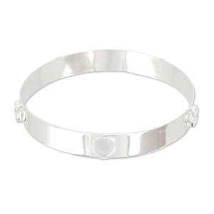 Bracelet Jonc 67 mm en laiton avec 5 sertis pour cabochons ronds 8 mm argenté x1