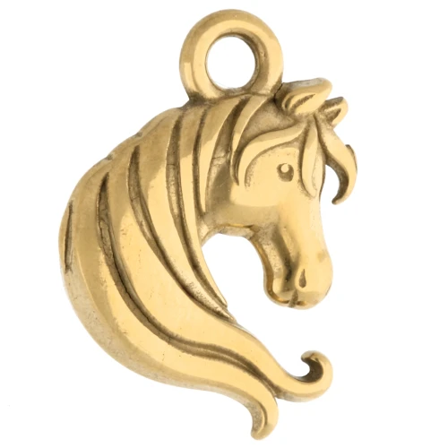 Breloque tête de cheval 14x12 mm - Acier inoxydable 304 Doré x1