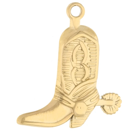 Pendentif santiag botte de cowboy 24x21 mm - Acier inoxydable 304 Doré x1