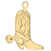 Pendentif santiag botte de cowboy 24x21 mm - Acier inoxydable 304 Doré x1
