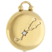 Breloque ronde réversible 17 mm signe du zodiaque Taureau - Acier inox 304 Doré x1