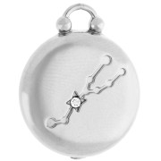 Breloque ronde réversible 17 mm signe du zodiaque Taureau - Acier inox 304 x1