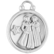 Aucune - Breloque ronde réversible 17 mm signe du zodiaque Gémeaux - Acier inox 304 x1 Breloque ronde réversible 17 mm signe du zodiaque Gémeaux - Acier inox 304 x1