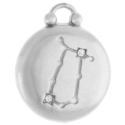 Breloque ronde réversible 17 mm signe du zodiaque Gémeaux - Acier inox 304 x1