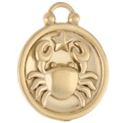 Breloque ronde réversible 17 mm signe du zodiaque Cancer - Acier inox 304 Doré x1