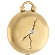 Breloque ronde réversible 17 mm signe du zodiaque Cancer - Acier inox 304 Doré x1