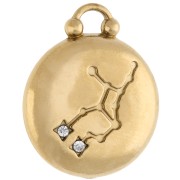 Breloque ronde réversible 17 mm signe du zodiaque Vierge - Acier inox 304 Doré x1