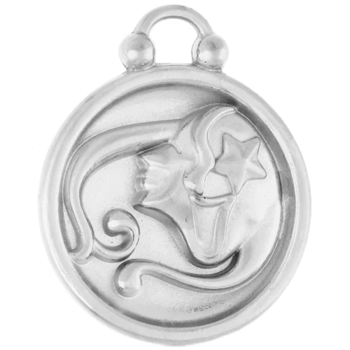 Breloque ronde réversible 17 mm signe du zodiaque Vierge - Acier inox 304 x1
