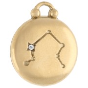 Breloque ronde réversible 17 mm signe du zodiaque Balance - Acier inox 304 Doré x1