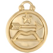 Breloque ronde réversible 17 mm signe du zodiaque Sagittaire - Acier inox 304 Doré